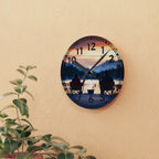 Acrylic Wall Clock — Cozy Lakeside Sunset Couples Design