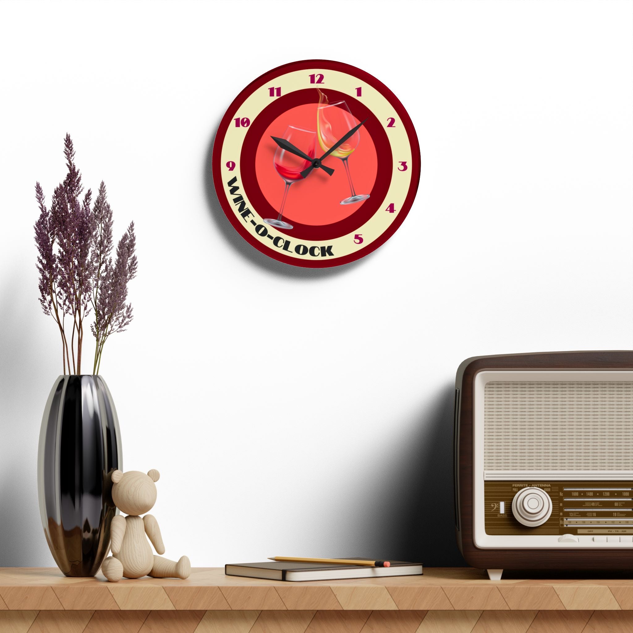 Wine O' Clock, Round Wall Clock, in 2 sizes