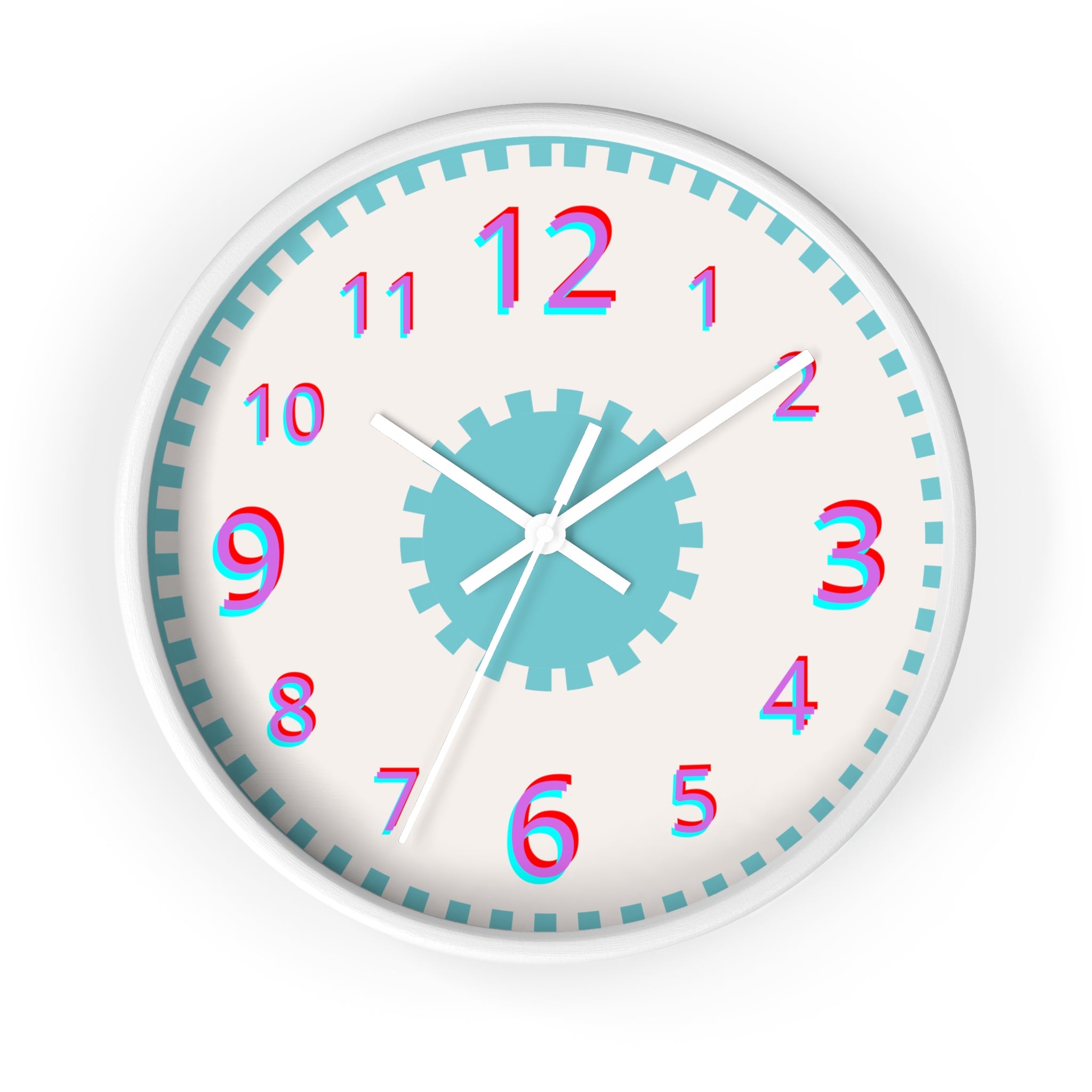 All Geared Up Blue Kids Wall Clock — 10" Non‑Ticking Personalized Name Option