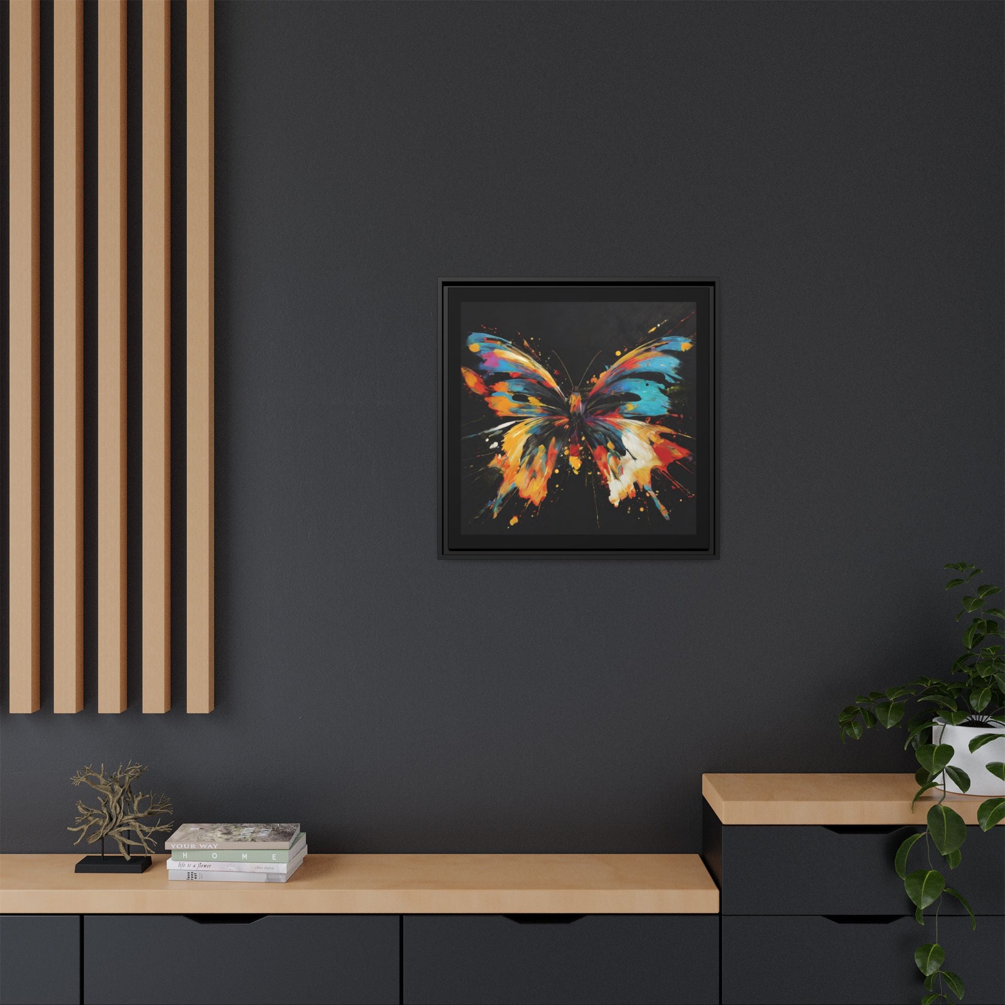 Framed Splatter-Paint Butterfly Art Print