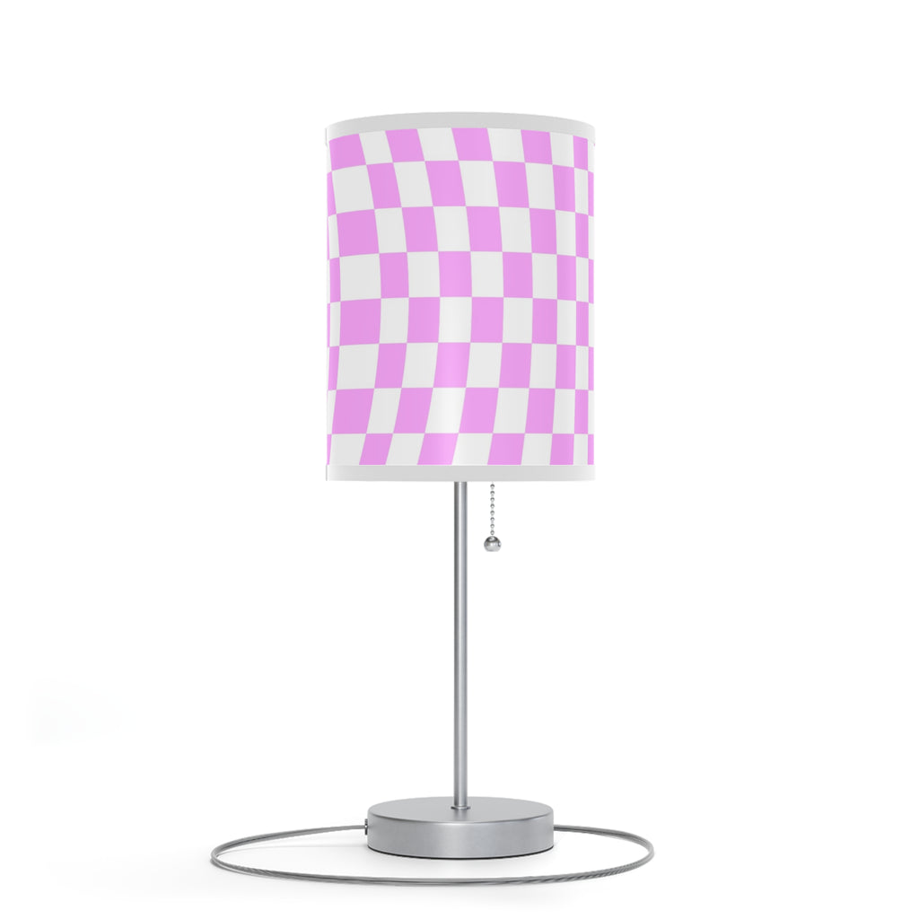 Pink Checkered Side Rable Lamp