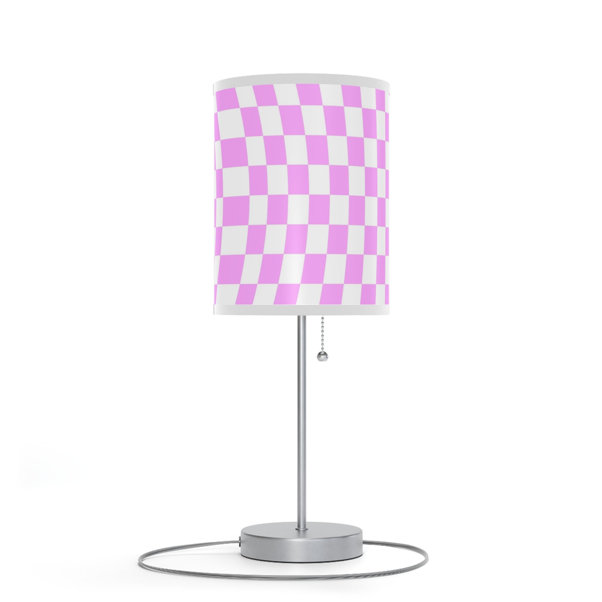 Pink Checkered Side Rable Lamp