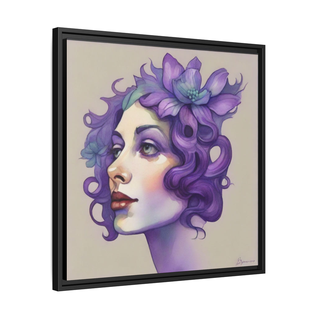 Purple Floral Portrait Matte Canvas Framed Wall Art