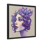 Purple Floral Portrait Matte Canvas Framed Wall Art