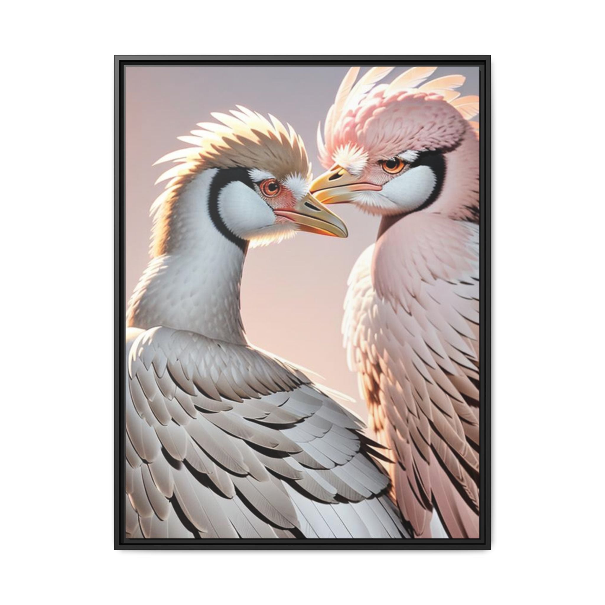 Framed Canvas Art Print - Ostrich Love