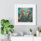 Framed Poster Seahorses in Love