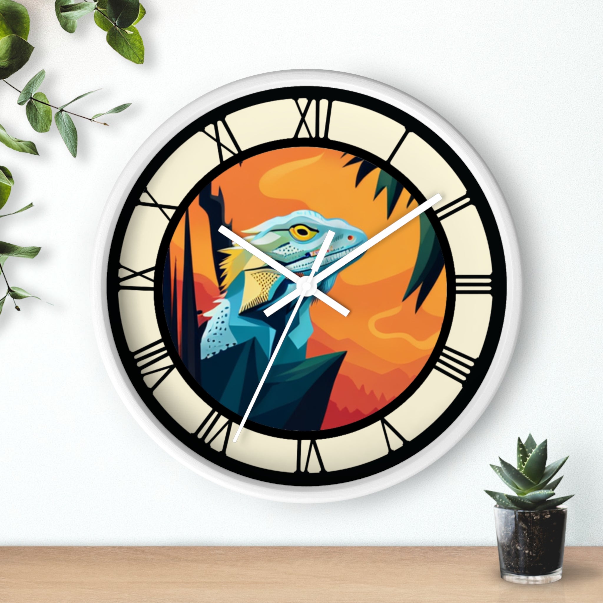 Bearded Dragon Wall Clock with Roman Numerals