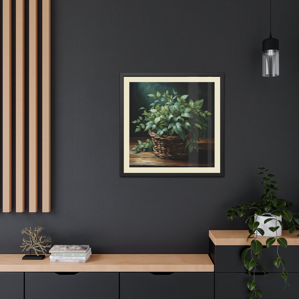 Herbal Basket Kitchen Decor Framed Poster