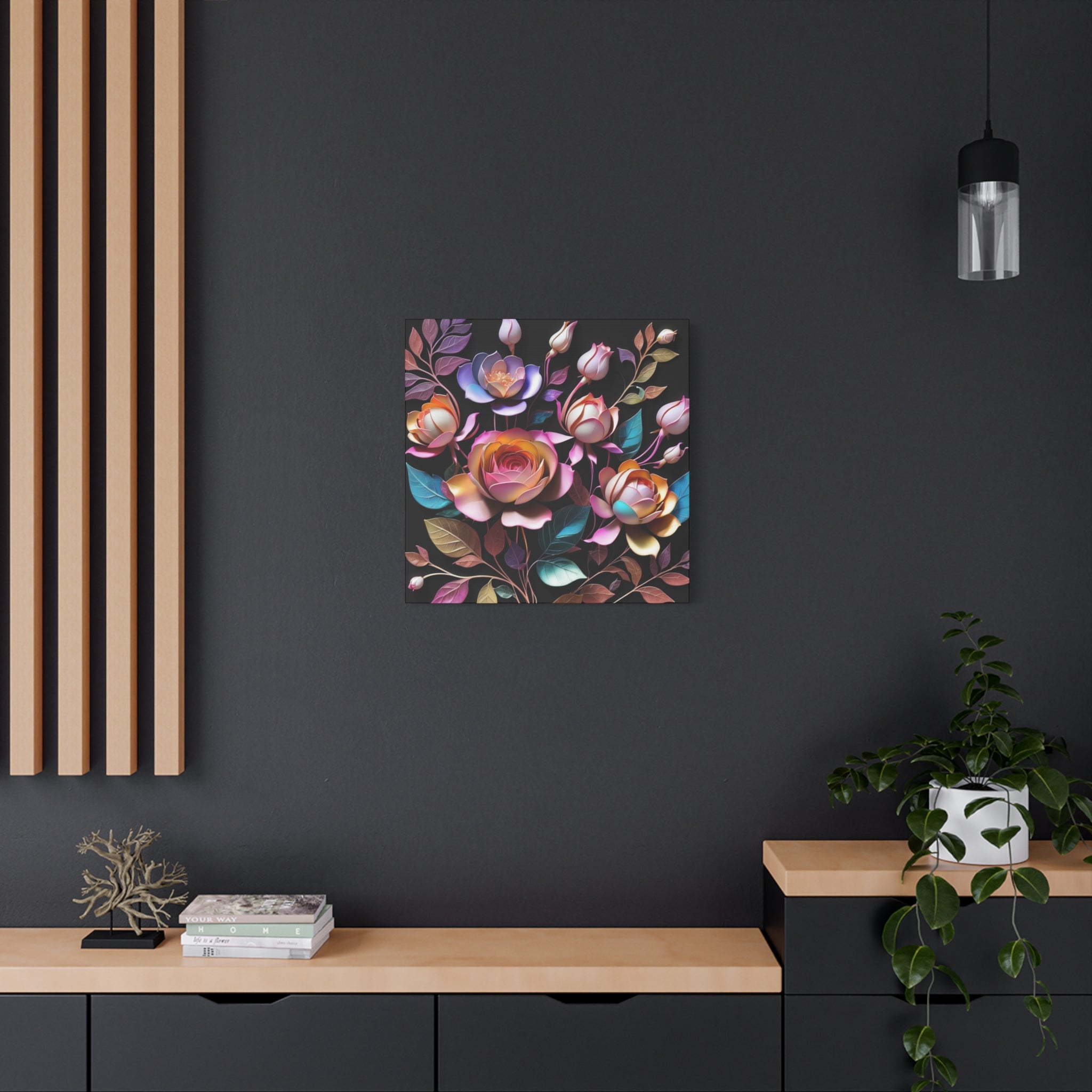 Floral 3D Wall Art Canvas - Elegant Rose Design for Home Decor