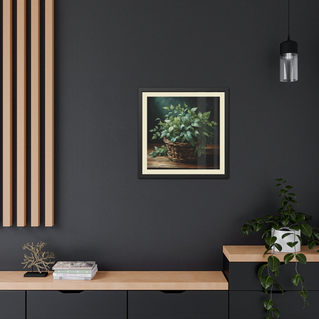 Herbal Basket Kitchen Decor Framed Poster