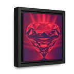 Mini Framed Wall Art, 6" x 6" Monochrome Red Ruby Denim Canvas Art Print
