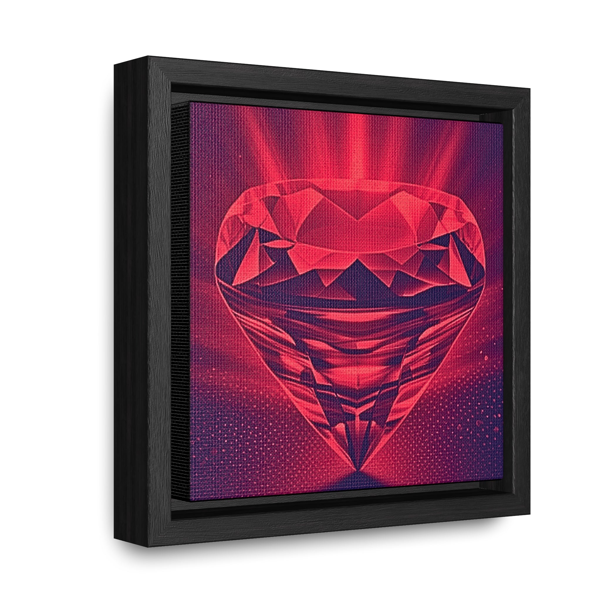 Mini Framed Wall Art, 6" x 6" Monochrome Red Ruby Denim Canvas Art Print