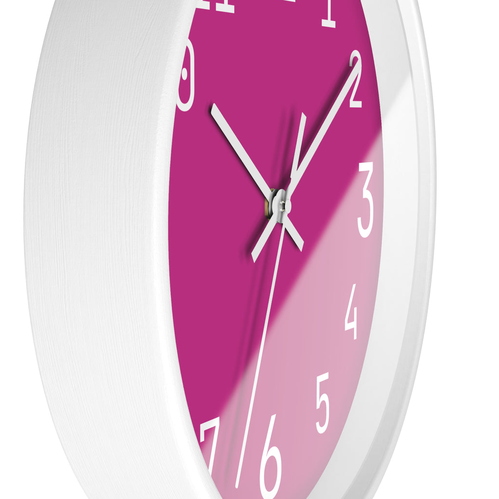 Magenta Pink and White Wall Clock, Silent, Modern Home Decor, Office Wall Art, Unique Gift, Stylish Kitchen Clock