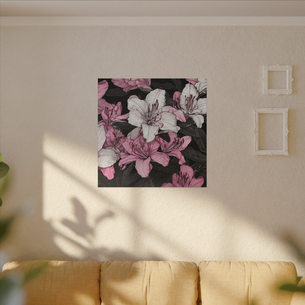 Pink & White Lily Matte Canvas Wall Art — Floral Stretched Canvas Print