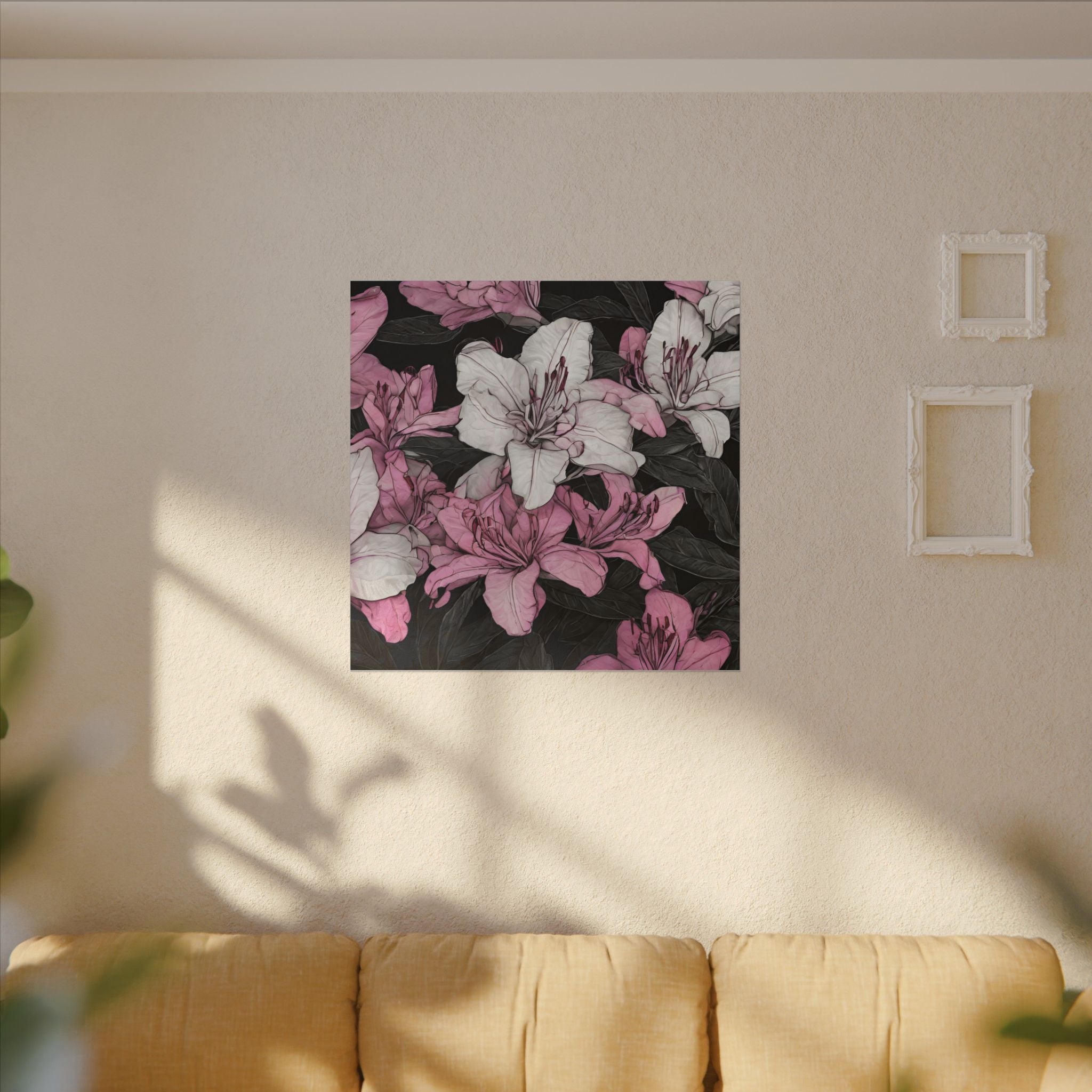 Pink & White Lily Matte Canvas Wall Art — Floral Stretched Canvas Print