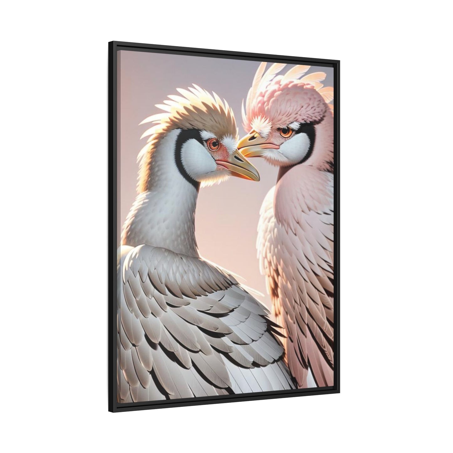 Framed Canvas Art Print - Ostrich Love