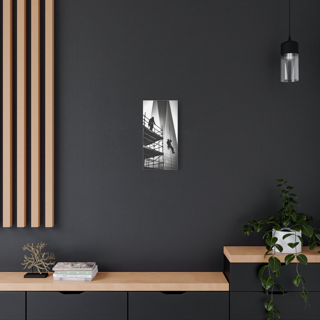 Construction Workers on Scaffolding Matte Stretched Canvas Print 2