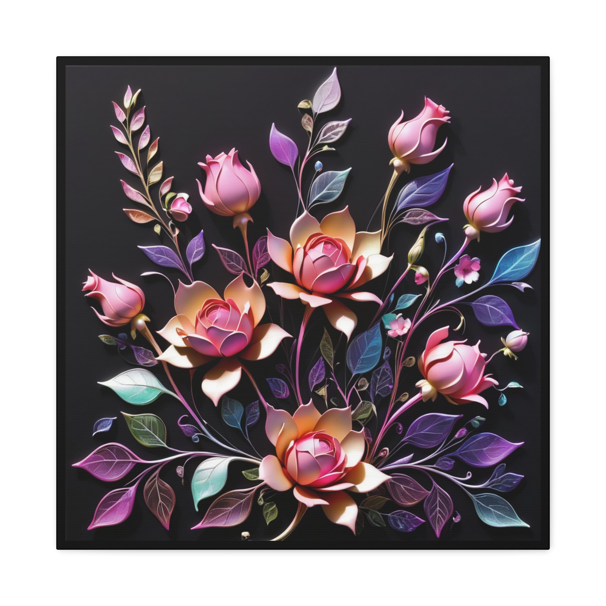 Metallic Floral 3D Canvas Print