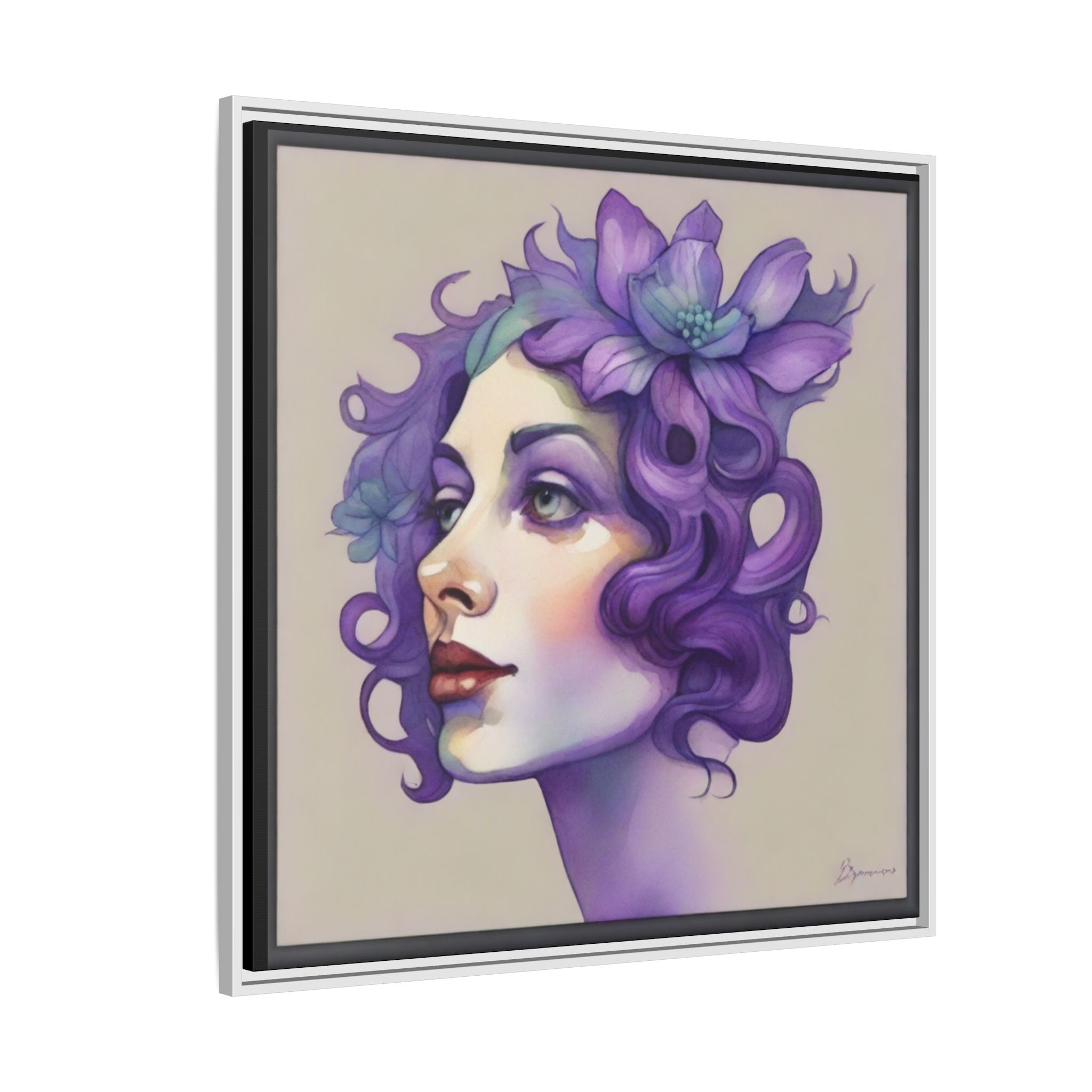 Painterly Floral Portrait Framed Art Print