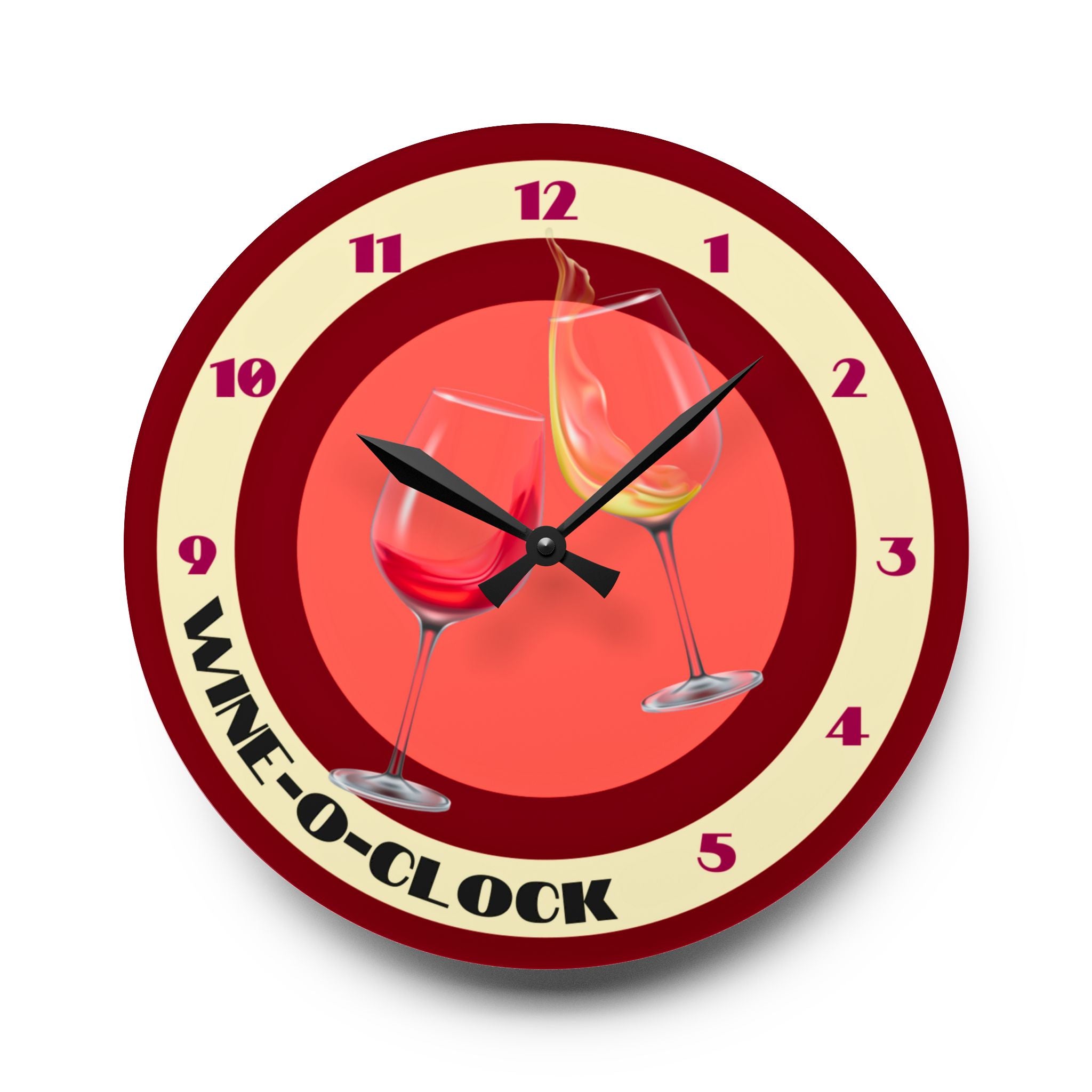 Wine O' Clock, Round Wall Clock, in 2 sizes