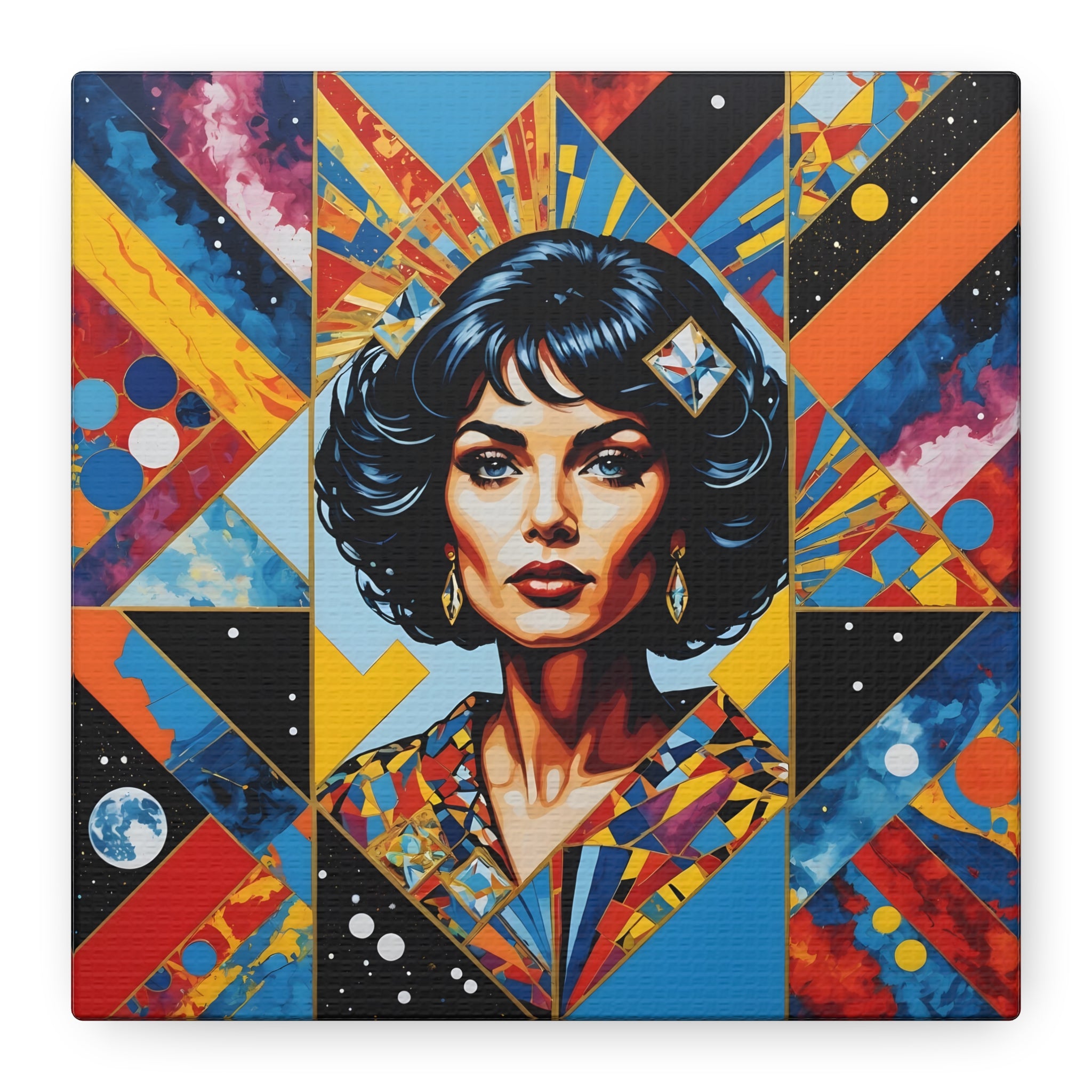 Red Blue Space Comic Vintage Collage Print, Gift for Him, Sci-Fi FanG