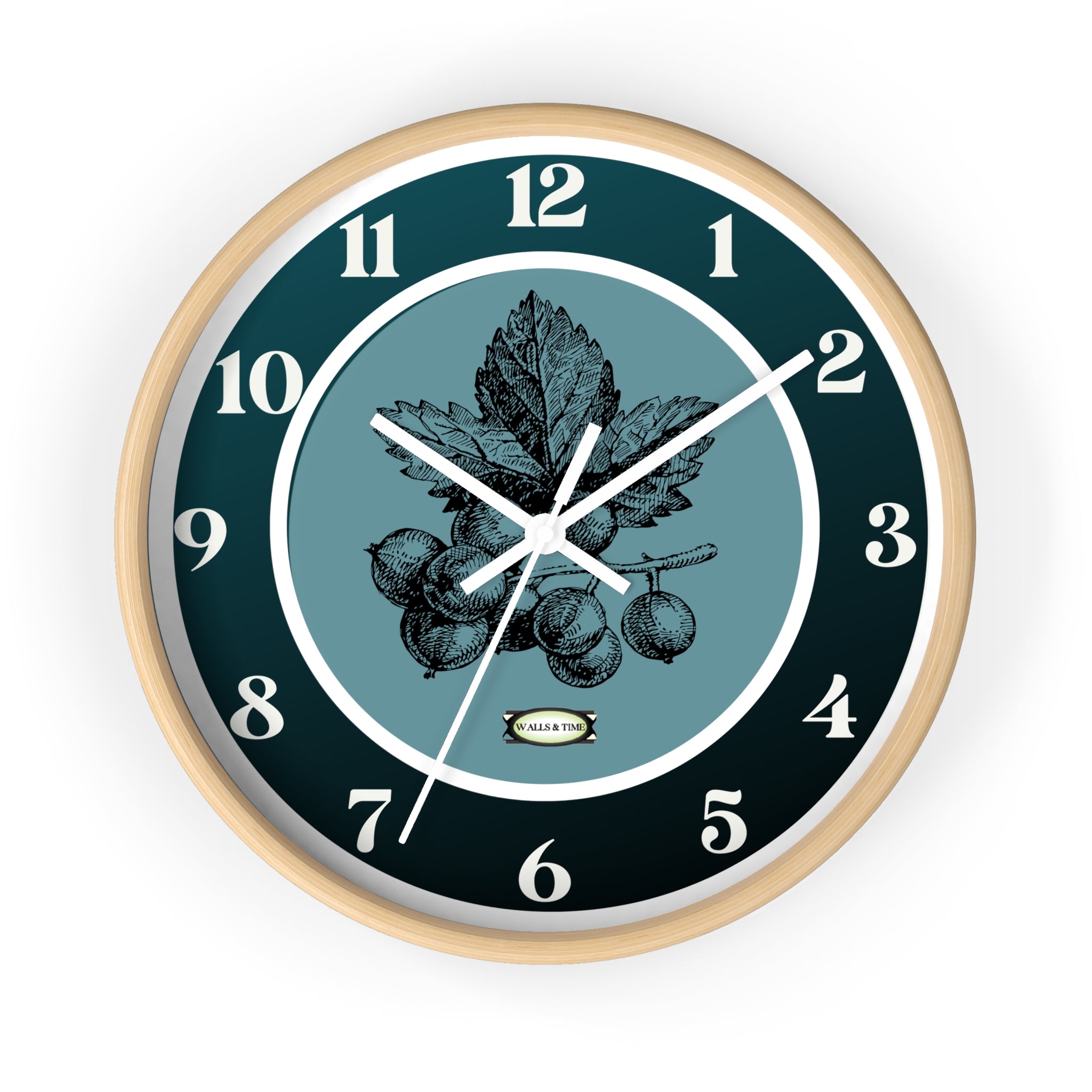 Botanical Chestnut Wall Clock — Vintage Plant Illustration Timepiece