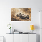 Vintage Racecar Wall Art Canvas – Sepia Classic Motorsport Print