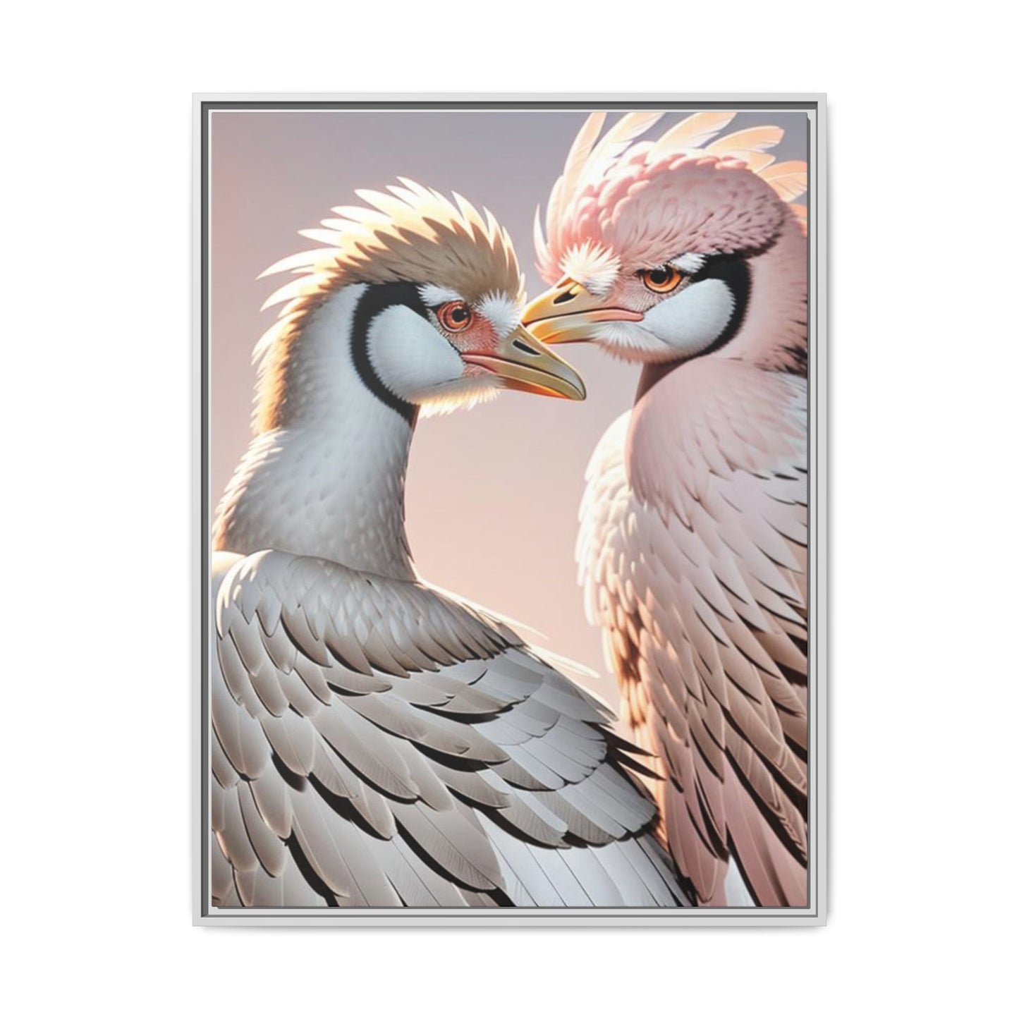 Framed Canvas Art Print - Ostrich Love