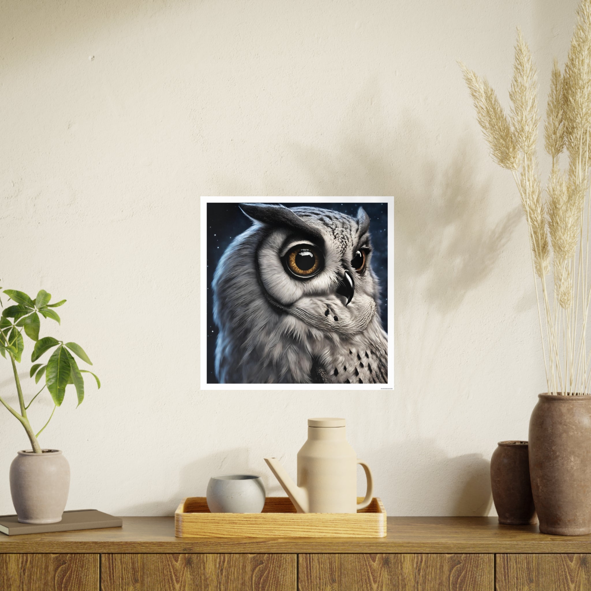 Night Owl Unframed Square Satin Poster for Wall Art - Photographic AI Art