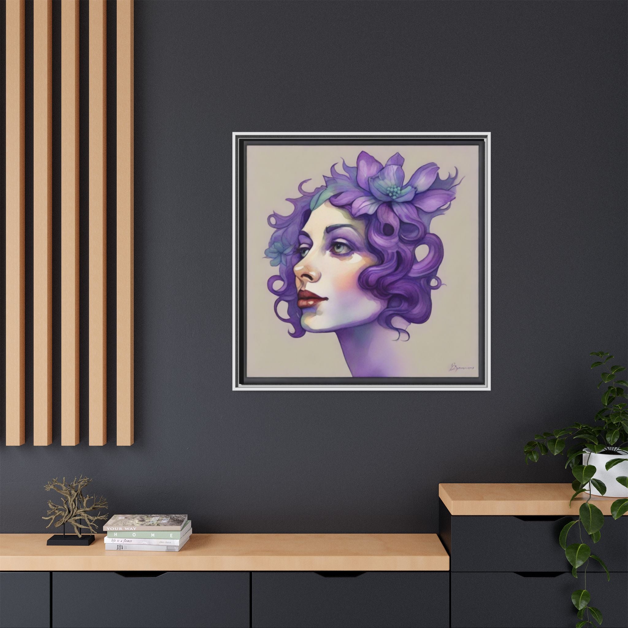 Painterly Floral Portrait Framed Art Print