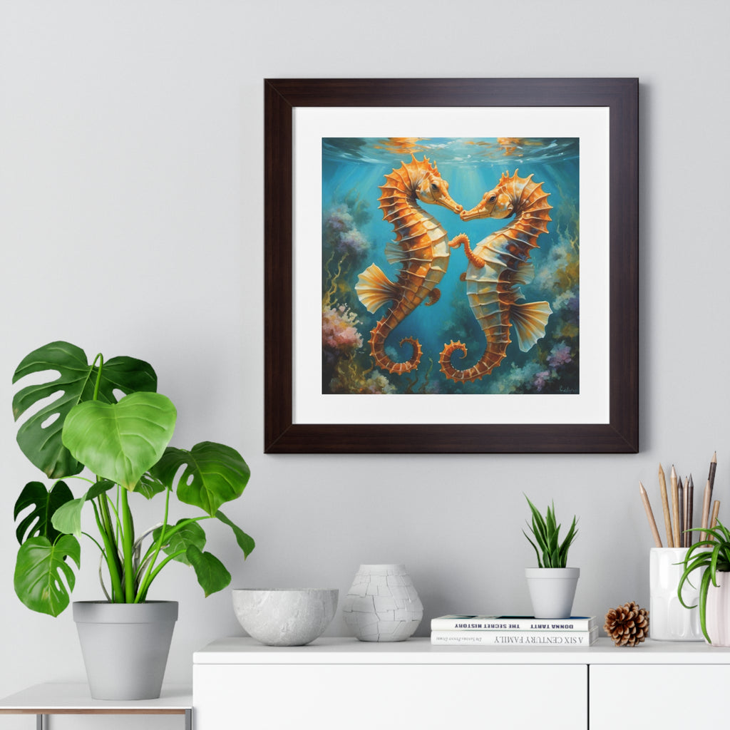 Framed Poster Seahorses in Love