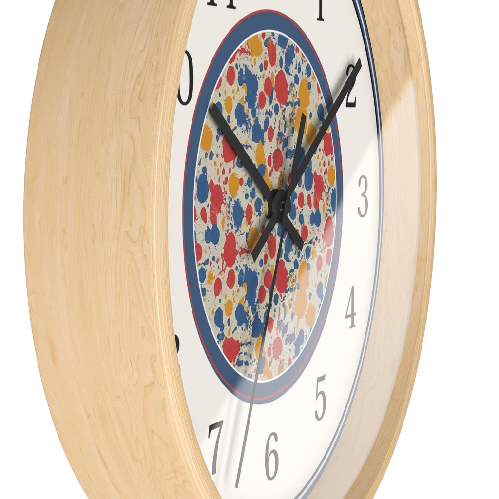 Unque Wall Clock, Artsy Paint Splatter Design