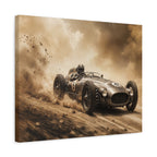 Vintage Racecar Wall Art Canvas – Sepia Classic Motorsport Print