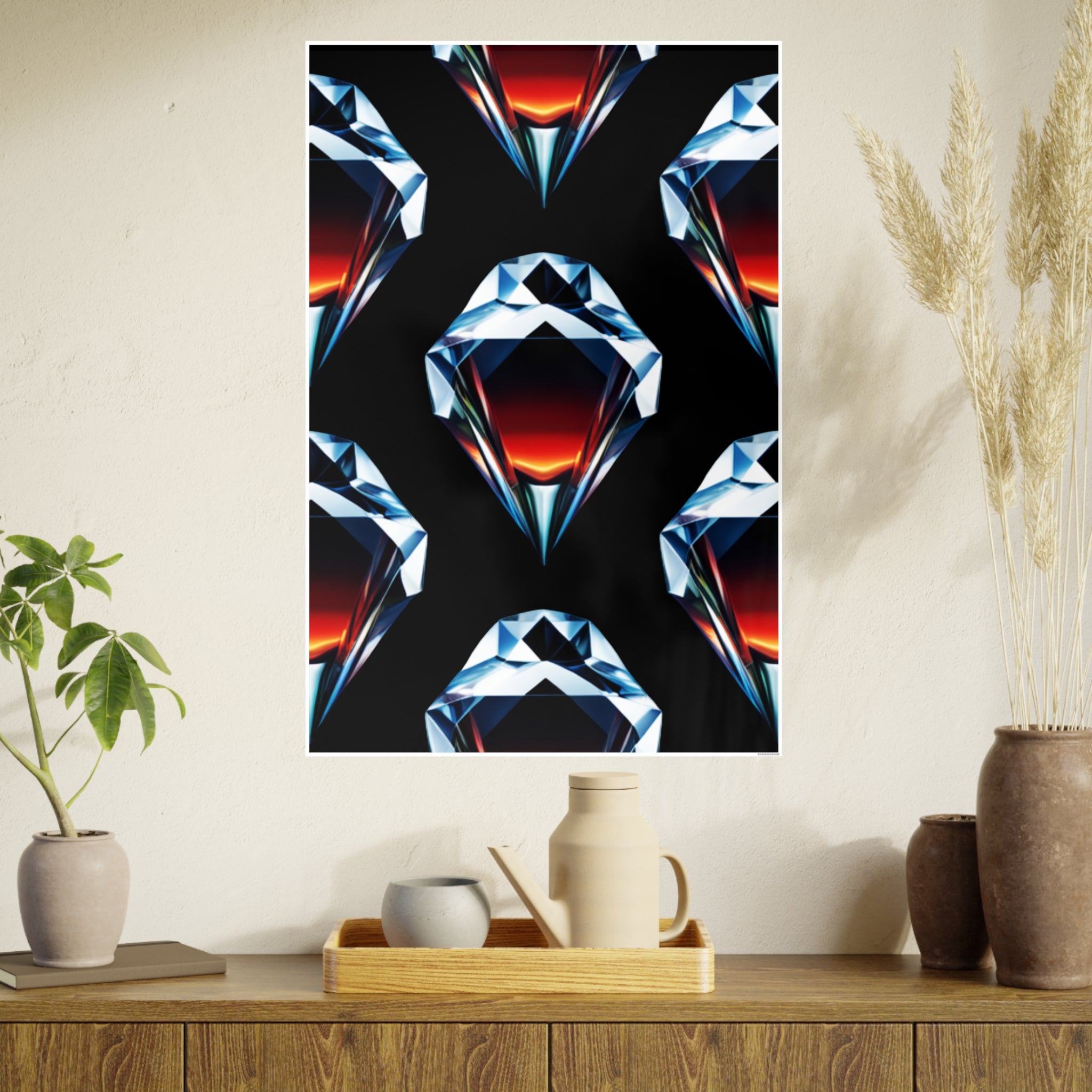 Large Unframed Satin Poster, Diamonds and Fire