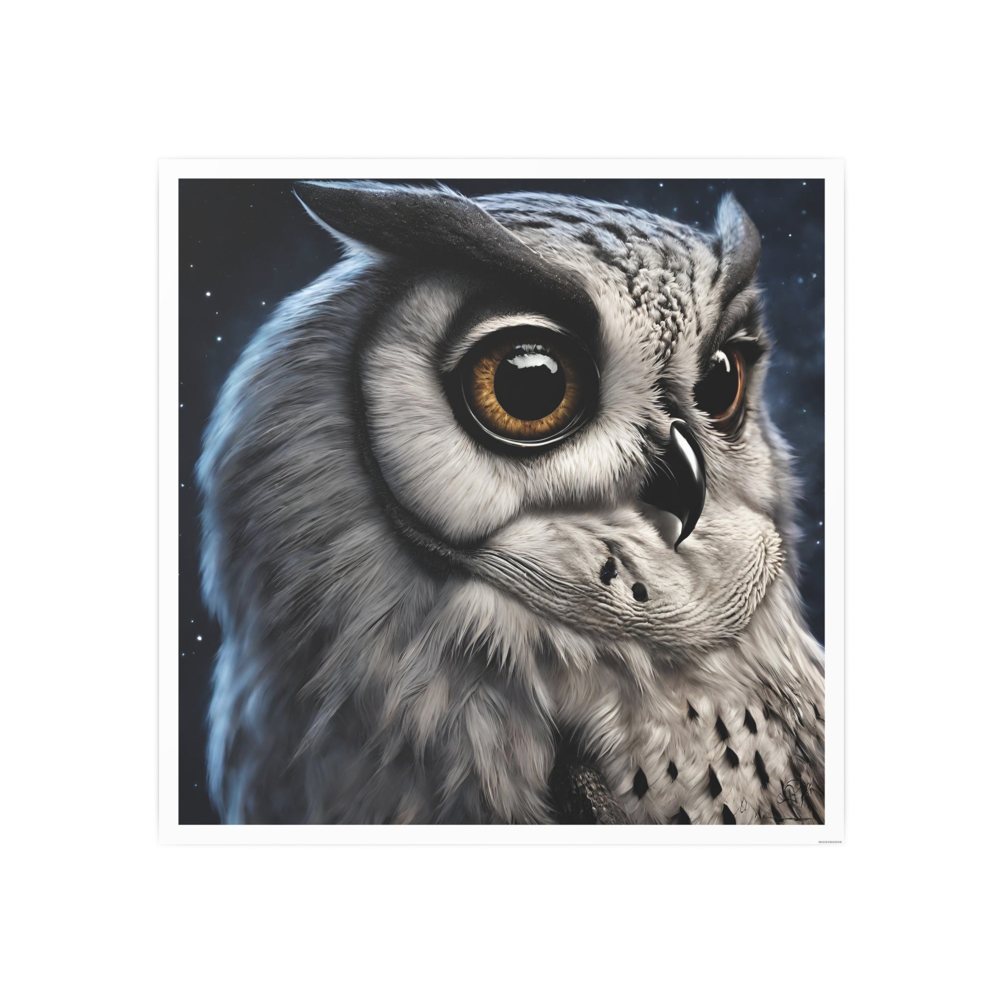 Night Owl Unframed Square Satin Poster for Wall Art - Photographic AI Art
