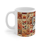 Coffee Mug, Autumn Quilt Design, Gift for Him, Tea Cup, Kitchen Decor, Unique Coffee Cup