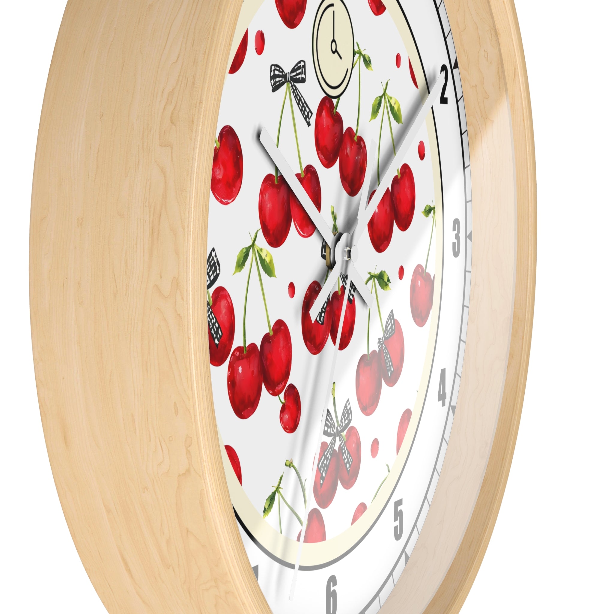 Cherry Blossom Wall Clock - Vintage Kitchen Decor, Fruit Theme Gift, Timepiece for Home & Farmhouse, Cute Gift for Garden Lovers