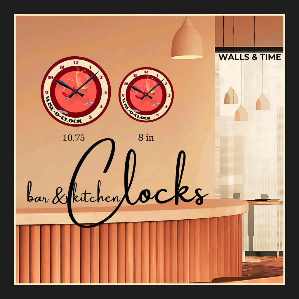 Wine O' Clock, Round Wall Clock, in 2 sizes