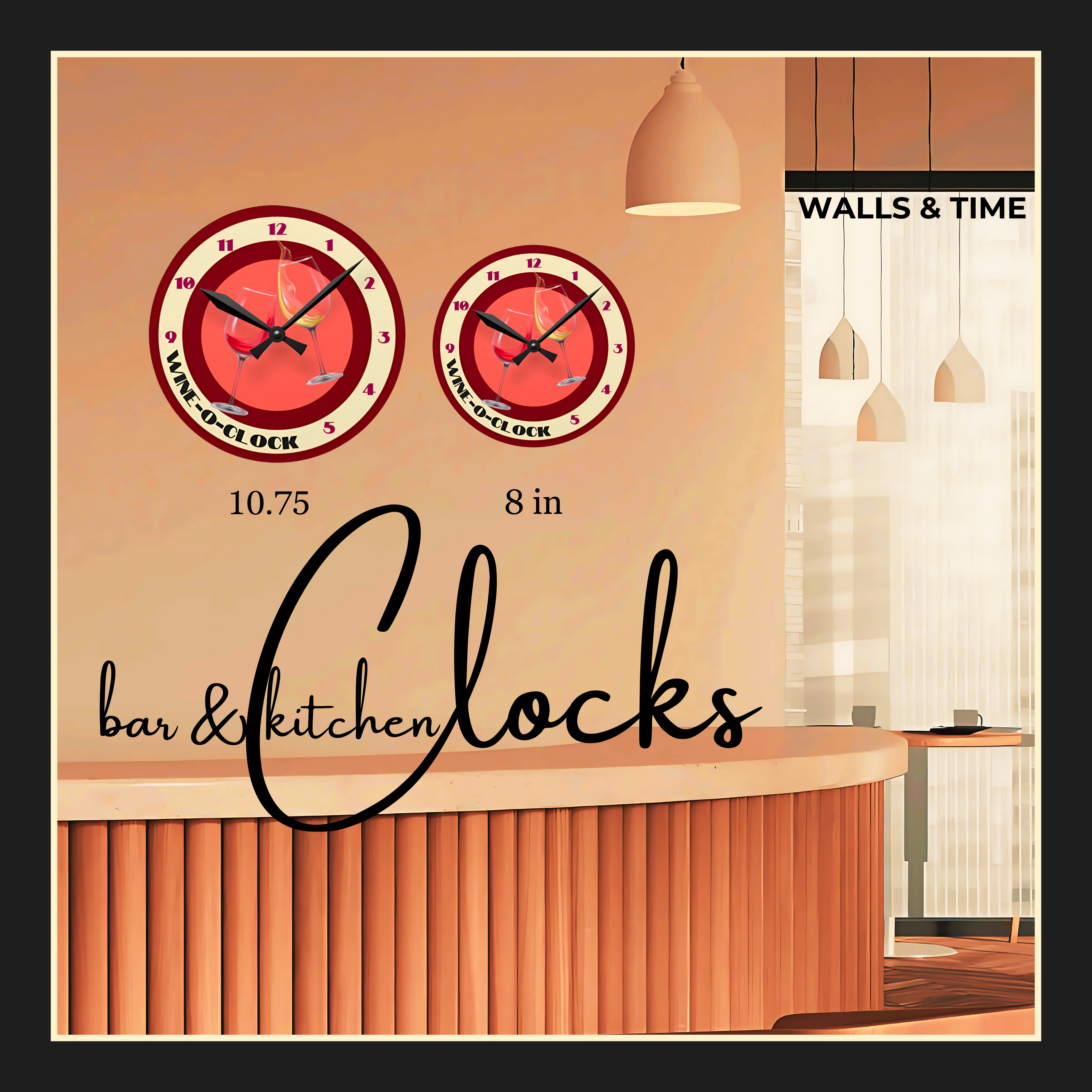 Wine O' Clock, Round Wall Clock, in 2 sizes