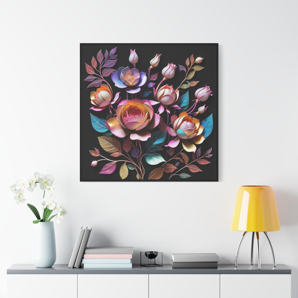 Floral 3D Wall Art Canvas - Elegant Moody Rose Design for Home Decor