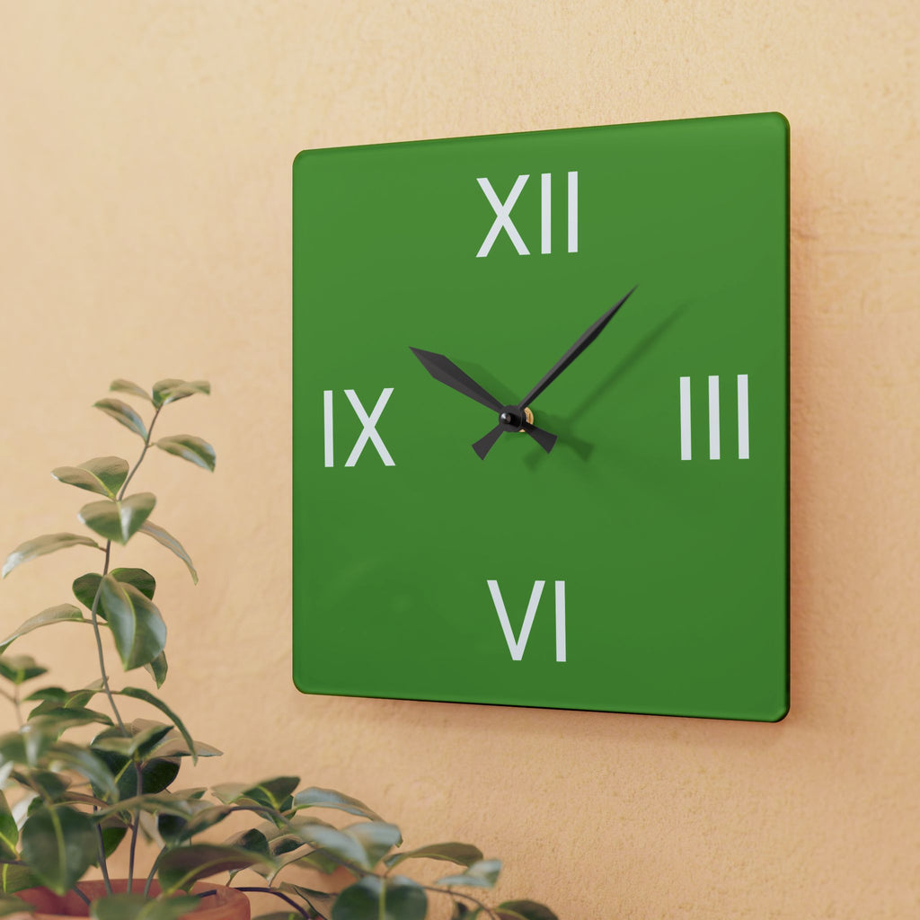 Minimalist's Wall Clock, Acrylic, Bold Green Print