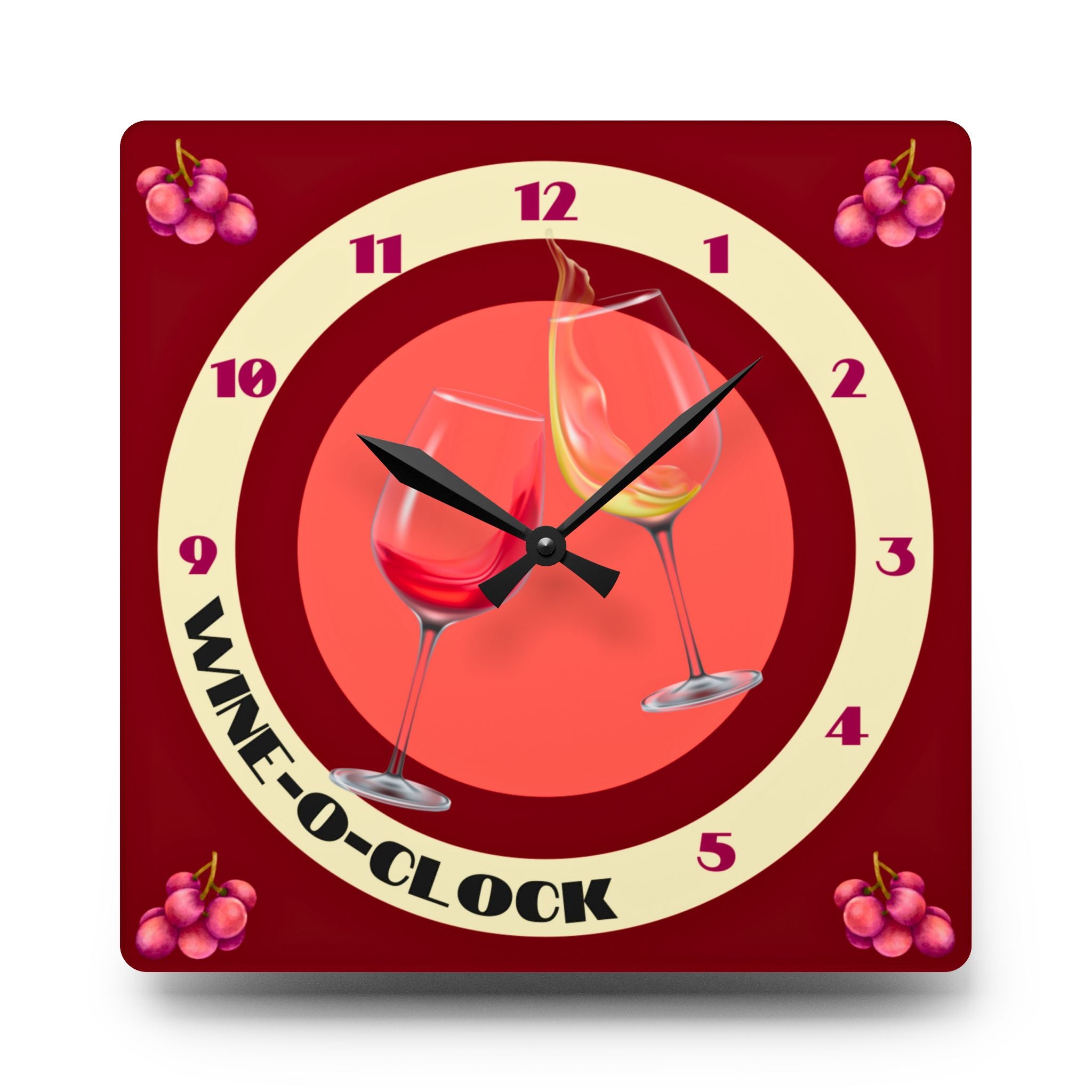 Wine O' Clock, Round Wall Clock, in 2 sizes