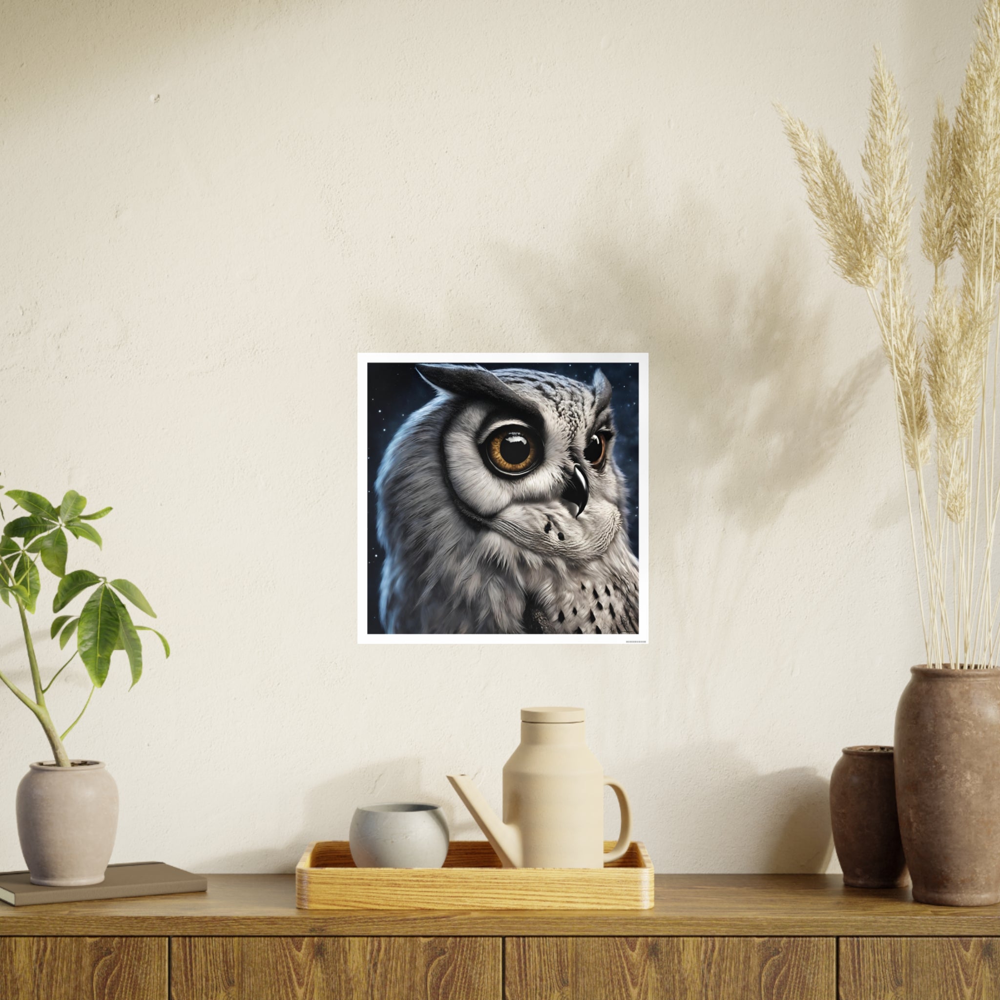 Night Owl Unframed Square Satin Poster for Wall Art - Photographic AI Art