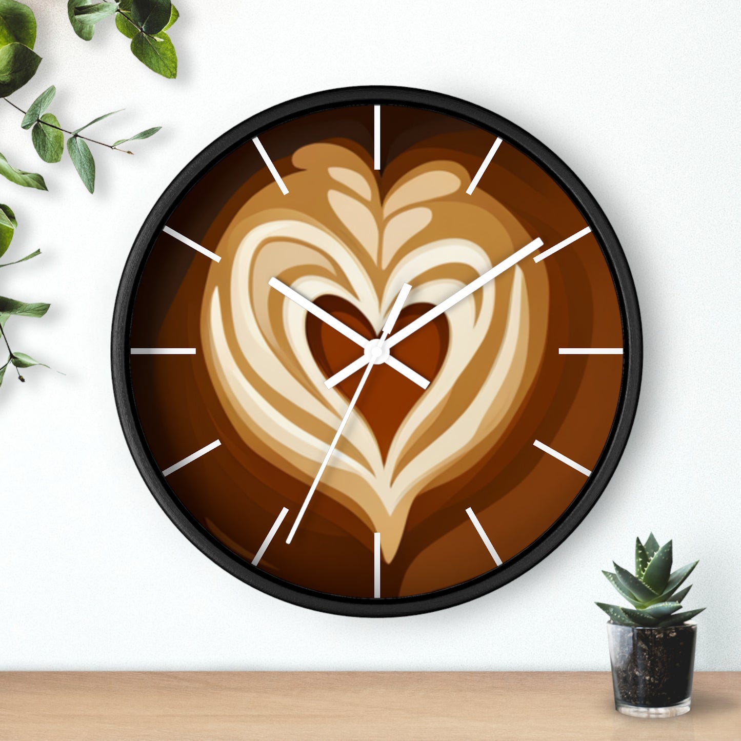 Coffee Espresso Kitchen Wall Clock 10 Inch Round Silencing Mechanism