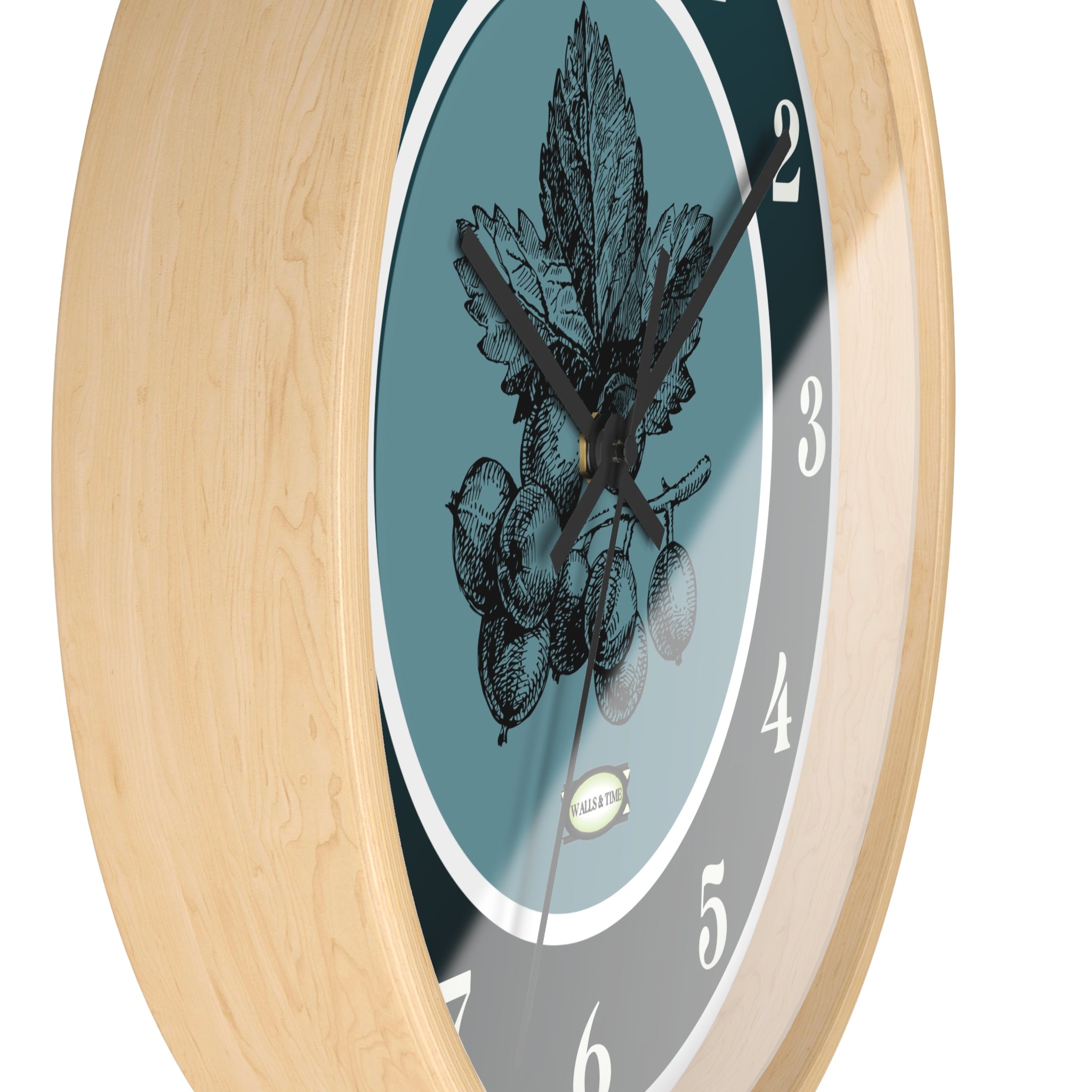 Botanical Chestnut Wall Clock — Vintage Plant Illustration Timepiece