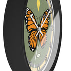 Silent Butterfly Wall Clock in Olive Green