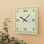 Acrylic Wall Clock - Indian Kitchen Decor in Olive Green