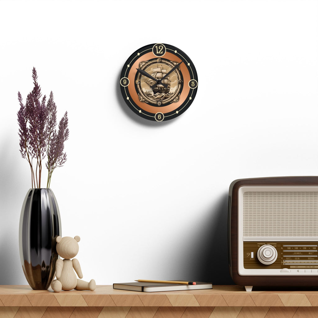 Vintage Styled Ship Acrylic Wall Clock