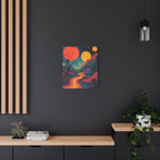 Psychedelic Sunset River Canvas Wall Art — Vibrant Retro Landscape Matte Stretched Print