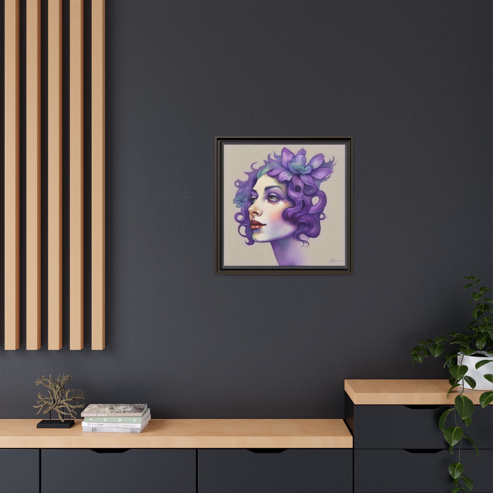 Painterly Floral Portrait Framed Art Print